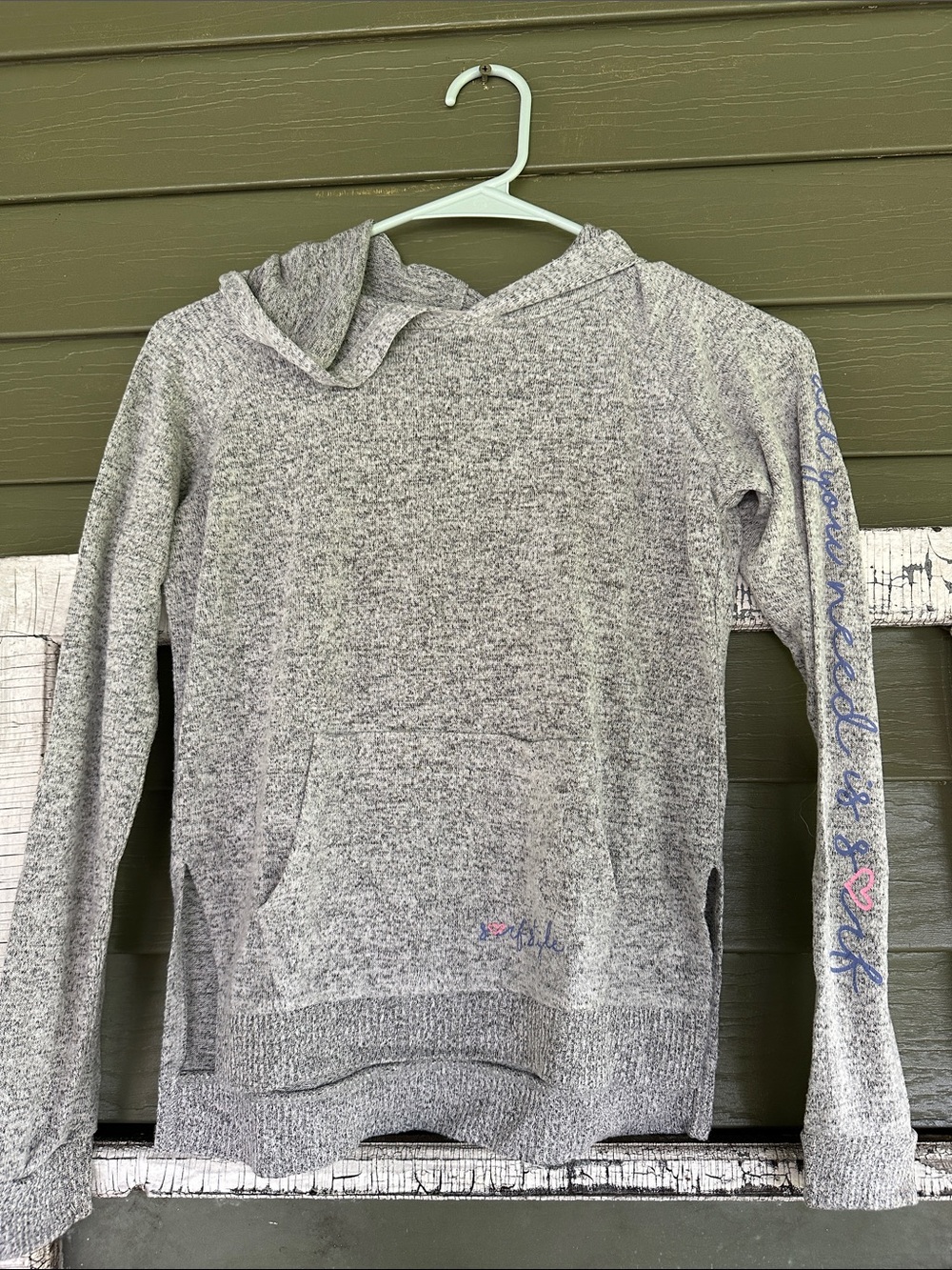 surf style Grey Hooded Pullover Sweatshirt